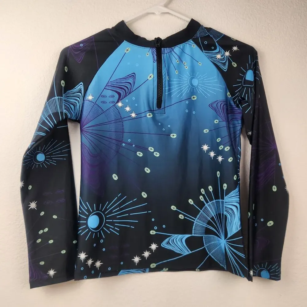 Agua Bendita Eter Noah Rash Guard Rashguard Long Sleeve Blue Size 12 Boys NWT